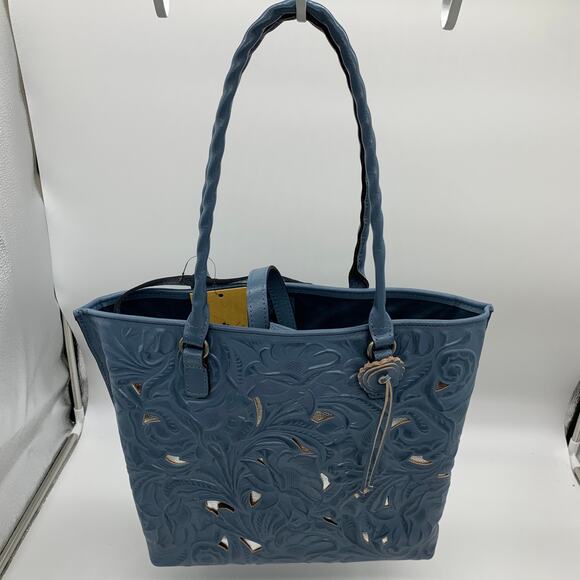 Patricia Nash Blue Leather Handbags Cutout Adeline Tote - Picture 5 of 10